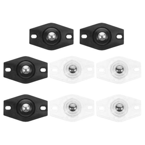 DECOMELODY 8 Stück Teiliges Mini Lenkrollen mit Klebefläche Transparente Stahlkugel Schwarze Kugelrollen Stabile Selbstklebende Möbelrollen für Aufbewahrungsboxen Mülltonnen Leicht Drehbar von DECOMELODY