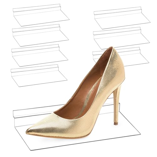 DECOMELODY 8 Stück Transparente Wandregal für Schuhe Schwebendes Slatwall Display Platzsparend Einfache Montage Langlebig und Klar für Einzelhandel und Schuhaufbewahrung von DECOMELODY