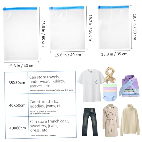 DECOMELODY 9 Stück Manuelle Vakuumbeutel Aufrollbare Kompressionsbeutel in Platzsparende Aufbewahrung für Kleidung Decken Reise und Haushalt Wiederverwendbare Versiegelung ohne Pumpe von DECOMELODY