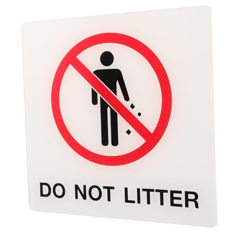DECOMELODY Acryl No Litter Türschild Modernes Warnschild zur Müllvermeidung Stilvolle Wanddekoration Einfache Montage Praktisches Public Reminder für Hotel und Gemeinschaftsräume von DECOMELODY