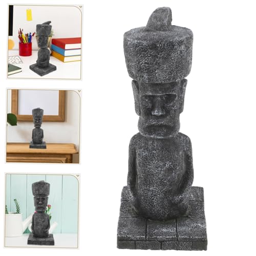 DECOMELODY Antike Römische Kopfstatue aus Stein Kleine Osterinsel Moai Skulptur Langlebige Aquarium Dekoration Vielseitig für Bonsai Mikro Landschaft und Garten Ornamente von DECOMELODY