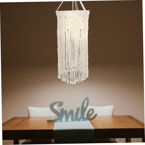 DECOMELODY Boho Baumwollseil Lampenschirm Deckenleuchte Woven Lamp Shade Hängelampe Ersatzschirm für Schlafzimmer Wohnzimmer Kronleuchter Dekoration von DECOMELODY