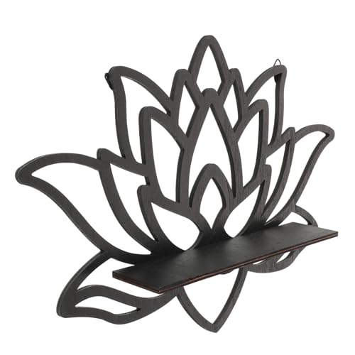 DECOMELODY Boho Holz Wandregal Eckregal Schweberegal Lotus Kerzenhalter Deko Wohnzimmer Schlafzimmer Multifunktionale Wandaufbewahrung Platzsparend von DECOMELODY