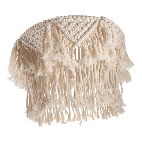 DECOMELODY Boho Makramee Lampenschirm Baumwollgewebe Wandschirm mit Quasten Handgefertigter Deckenlampenschirm für Wohnzimmer Schlafzimmer Babyzimmer Einfache Montage Dekorative von DECOMELODY