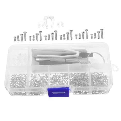 DECOMELODY Brillen Reparaturset mit Schrauben und Nasenpads mit Pinzette und Reinigungstuch Kompakte Aufbewahrungsbox Geeignet für Sonnenbrillen und Korrektionsbrillen Praktisches Brillen von DECOMELODY