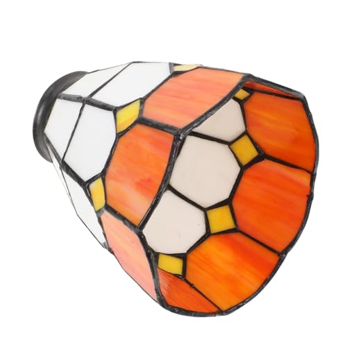 DECOMELODY Buntglas Lampenschirm Mediterran Orange Weiß Glas Lampenabdeckung Dekorativer Deckenleuchte Lampenschirm für Fassung Einfache Montage Wärme und Stil für Wohnzimmer Schlafzimmer von DECOMELODY