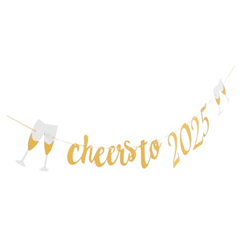 DECOMELODY Cheers To Banner Festlicher Neujahrs Banner für Fotohintergrund Wiederverwendbare Partydekoration Glitzerndes Design für Zuhause und Büro Vielseitig Einsetzbar Nicht Verblassend von DECOMELODY