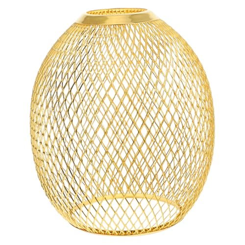 DECOMELODY Drahtlampenschirm Goldfarben Robustes Kunstvolles Design Moderner Lampenabdeckung für Tischleuchten Wohnzimmer Beleuchtung von DECOMELODY