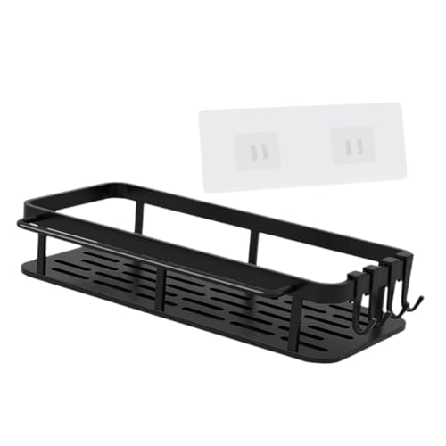 DECOMELODY Duschregal ohne Bohren Selbstklebendes Badregal Wandmontierter Organizer mit Hoher Tragkraft Lagiges Schwarzes Ablagefach Platzsparend für Shampoo und Toilettenartikel von DECOMELODY