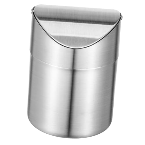 DECOMELODY Edelstahl Auto Mülleimer mit Deckel Winddichter Mini Abfalleimer für Auto Innenraum Tisch Desktop Multifunktional Auslaufsicher Langlebig Kompakt von DECOMELODY
