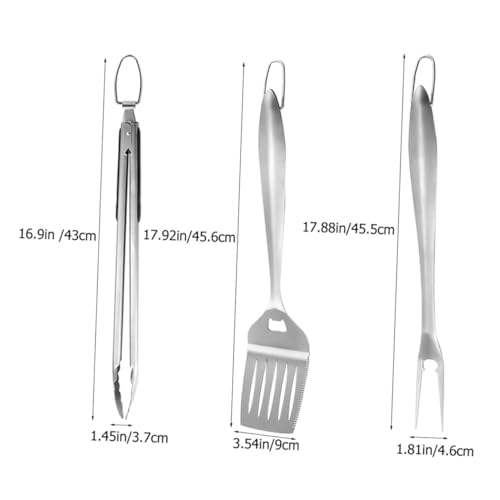 DECOMELODY Edelstahl Grillbesteck Teilig mit Aufbewahrungsbox Praktische Grillzubehör für Outdoor BBQ Inklusive Grillgabel Zange Grillspatel Robust und Wiederverwendbar für Camping und Party von DECOMELODY