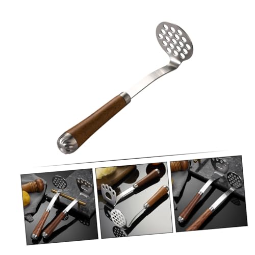 DECOMELODY Edelstahl Kartoffelstampfer mit Holzgriff Manuell Kartoffelpüree Stampfer Küchenhelfer für Gemüse Obst Pürierer Langlebig Leicht zu Reinigen Küchenhilfe von DECOMELODY