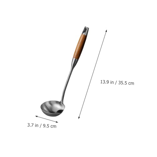 DECOMELODY Edelstahl Öl separator Löffel mit Holzgriff Ölabscheider Kelle zum Kochen Fettscheider Schöpflöffel für Suppe und Hotpot Hitzebeständig mit Tropfschutz und Aufhängeöse von DECOMELODY