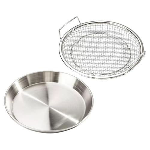 DECOMELODY Edelstahl Ölfilternetz mit Griffen Doppelseitiges Abtropfgitter für Frittierte Snacks Ölablauf tablett für Haushalt Familien Restaurants und Snack servierplatte von DECOMELODY