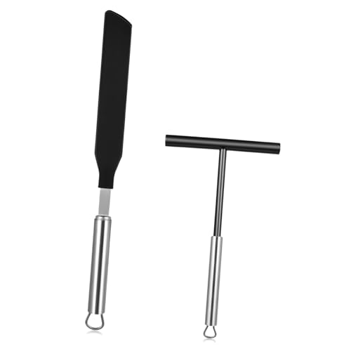 DECOMELODY Edelstahl Pancake Spatula und Scraper Set Ergonomische Backhelfer mit Langem Griff für Kuchencreme Butter und Pfannkuchen Praktisches Küchenwerkzeug für Backen und Kochen von DECOMELODY