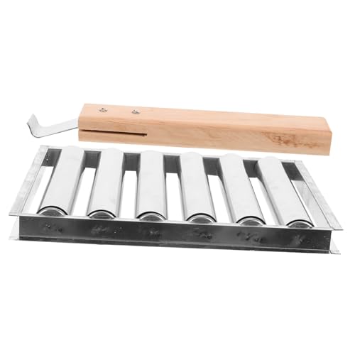 DECOMELODY Edelstahl Wurstroller mit Extra Langem Holzgriff Hitzebeständiger Tragbarer Grillrost für Outdoor Camping Leichter Stabiler Hot Dog Grillständer für Gleichmäßiges Grillen von DECOMELODY