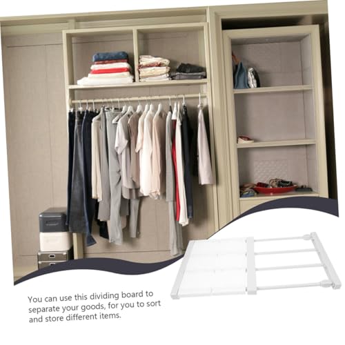 DECOMELODY Einstellbares Ausziehbares Kleiderschrankregal Verstellbares Spannregal mit Hoher Tragkraft Faltbarer Schrankteiler für Kleidung und Ordentliche Aufbewahrung Platzsparendes von DECOMELODY