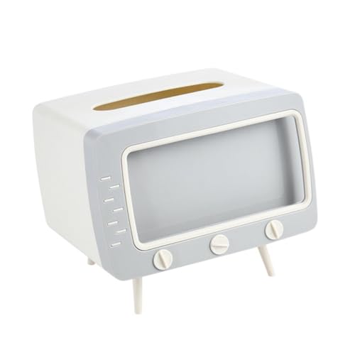 DECOMELODY Facial Tissue Box Halter aus Abs Kunststoff mit Praktischem Handyhalter Vielseitige Serviettenbox im Tv Design für Wohnzimmer Küche Büro Stabile Aufbewahrung Handfreies Fernsehen von DECOMELODY