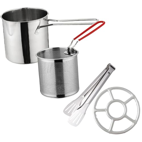 DECOMELODY Frittierkorb mit Topf aus Edelstahl Kleiner Snack Frittierkorb mit Langem Griff Hitzebeständig Robust und Leicht für Pommes Gemüse und Snacks zu Hause Restaurant von DECOMELODY