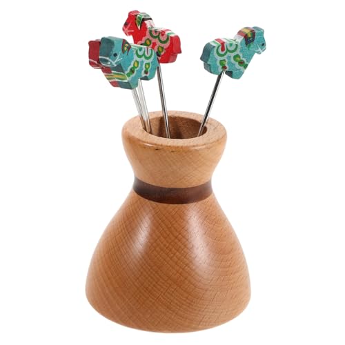 DECOMELODY Fruchtgabeln mit Holz und Messingapplikationen Cartoon Pferd Design Langlebige Salat und Dessertgabeln Halter für Partys Cocktails und Veranstaltungen von DECOMELODY