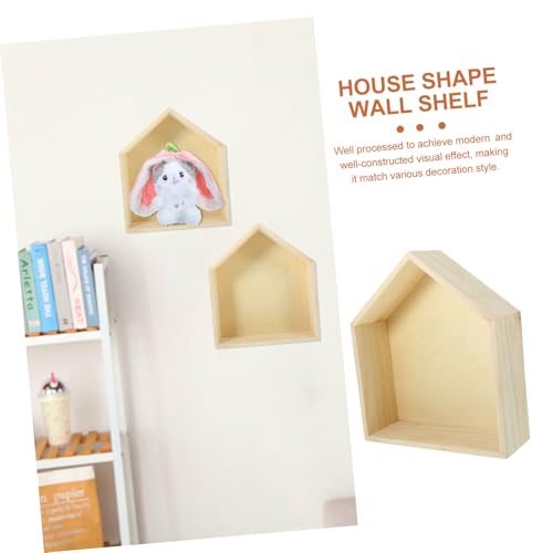 DECOMELODY Fünfeckiges Holz Wandregal Hausform Schwebendes Wandboard für Wohnzimmer Schlafzimmer Büro Kompakt Dekorativ Vielseitig Nutzbar Badezimmer Küche von DECOMELODY