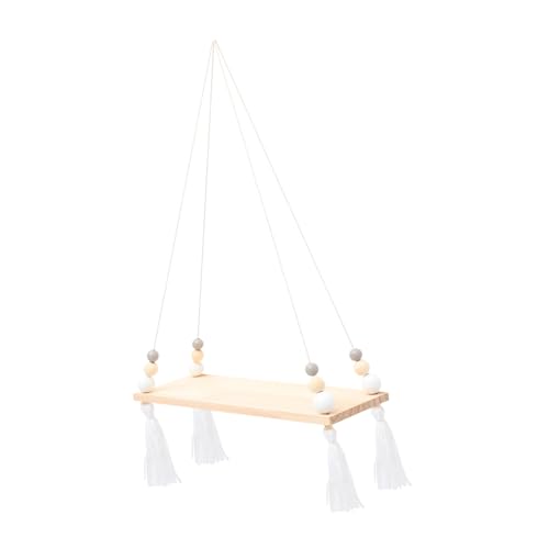 DECOMELODY Hängeregal aus Holz mit Baumwollseil Dekoratives Wandregal mit Quaste Stabile Aufbewahrung für Wohnräume Platzsparend Natürliche Optik Geeignet für DIY Wandhalterung und DECOMELODY Hängeregal aus Holz mit Baumwollseil Dekoratives Wandregal mit Quaste Stabile Aufbewahrung für Wohnräume Platzsparend Natürliche Optik Geeignet für DIY Wandhalterung und von DECOMELODY
