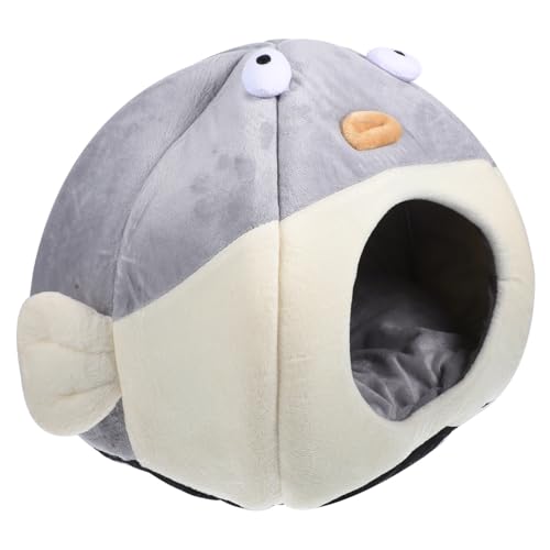 DECOMELODY Halbgeschlossene Flauschige Katzenhöhle in Flunderform Warmes Haustier schlafnest für Kleine Hunde Katzen und Kleintiere Weiches Kissen für Gemütlichen Rückzugsort im Zimmer von DECOMELODY