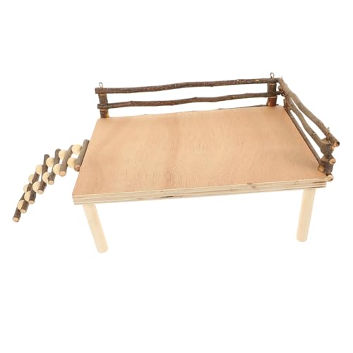 DECOMELODY Hamster Kletterplattform aus Holz Langlebiges Kleintier für Hamsterkäfig Multifunktionale Haustier Plattform mit Leiter Fördert Bewegung und Beschäftigung Kleiner Nager von DECOMELODY