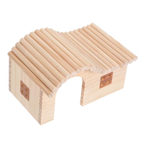 DECOMELODY Hamster Versteck Haus aus Natürlichem Holz Multifunktionales Holzhaus für Hamster Meerschweinchen Igel und Mäuse Gemütlicher Unterschlupf mit Einfachem Reinigungssystem Mittelgroß von DECOMELODY