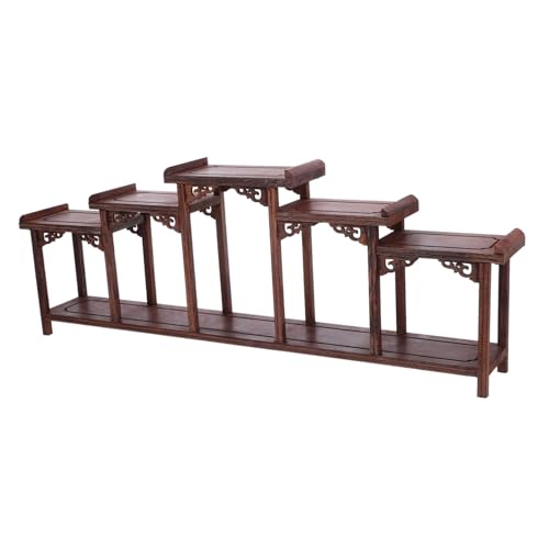 DECOMELODY Handgefertigtes Hartholz Display Regal aus Robustem Holz mit Natürlicher Maserung Platzsparendes Kuriositäten Stand für Sammlerfiguren Rustikale Wohnraumdekoration von DECOMELODY