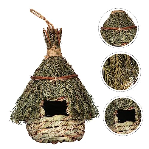 DECOMELODY Handgewebtes Vogelhaus aus Seegras Wetterfestes Warmes Nistnest für Draußen Dekoratives Gartenhaus als Vogelbrut und Einfach Aufzuhängen Natürlicher Gartenschmuck von DECOMELODY