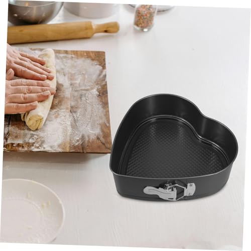 DECOMELODY Herzförmige Carbonstahl Kuchenform mit Antihaft verschluss für Cheesecake Backen Hitzebeständig Gleichmäßige Wärmeverteilung für Zuhause und Dessertshops von DECOMELODY