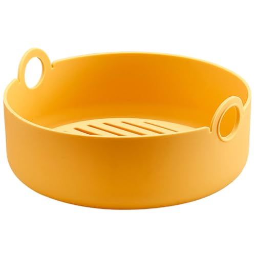 DECOMELODY Hitzebeständiger Silikon Topf für Airfryer Wiederverwendbarer Runder Backkorb Bpa Frei Geeignet für Haushalts Heißluftfritteusen Antihaftbeschichtet und Leicht zu Reinigen für von DECOMELODY