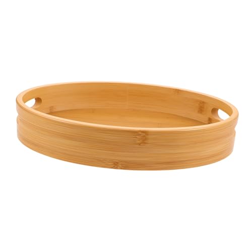 DECOMELODY Holz Serviertablett Oval Mit Griffen Für Tee Kaffee Vorspeisen Desserts Dekorative Aufbewahrungspalette Für Zuhause Spa Oder Büro von DECOMELODY