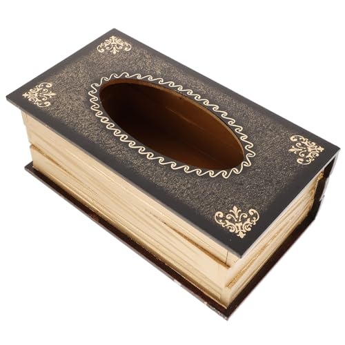 DECOMELODY Holz Taschentuchbox Buch Design Kreativer Serviettenspender Praktischer Napkin Storage Container für Schlafzimmer Bad Küche und Wohnzimmer Stilvoller Napkin Case als Geschenkidee von DECOMELODY