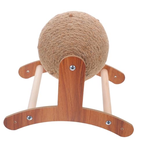 DECOMELODY Katzenspielzeug Sisal Kratzball mit Holzständer Interaktives Katzenkratzspiel für Katzenkinder Nagelpflege und Aktives für Wohnung und Kleine Haustiere von DECOMELODY