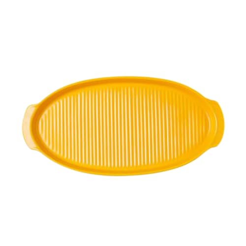 DECOMELODY Keramik Backform Oval mit Griffen Hitzebeständig und Langlebig Ergonomisches Design für Halten Vielseitig Verwendbar als Auflaufform und Sushi Servierplatte Kleine Gelbe DECOMELODY Keramik Backform Oval mit Griffen Hitzebeständig und Langlebig Ergonomisches Design für Halten Vielseitig Verwendbar als Auflaufform und Sushi Servierplatte Kleine Gelbe von DECOMELODY