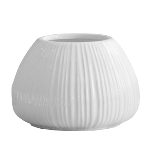 DECOMELODY Keramik Blumentopf Weiß Nordic Stil Dekovase Blumenvase für Zuhause Moderne Filigrane Porzellan Pflanzvase mit Vertikaler Struktur Kunstvolle Tischdekoration DECOMELODY Keramik Blumentopf Weiß Nordic Stil Dekovase Blumenvase für Zuhause Moderne Filigrane Porzellan Pflanzvase mit Vertikaler Struktur Kunstvolle Tischdekoration von DECOMELODY