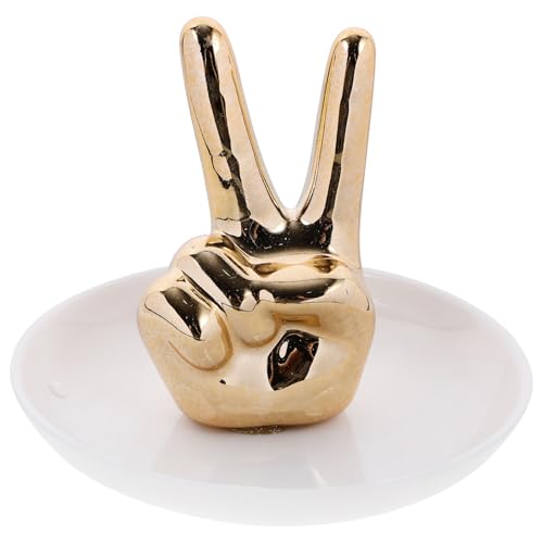DECOMELODY Keramik Schmuckhalter Hand mit Tablett Dekoratives Schmucktablett für Ringe Ohrringe Armbänder Skandinavischer Stil Kreatives Design als für Damen und Zuhause von DECOMELODY