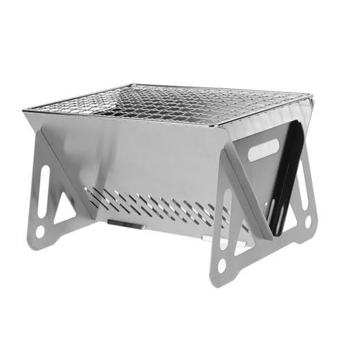 DECOMELODY Klappbarer Edelstahl Holzkohlegrill Tragbarer Outdoor Grill Bbq Campinggrill Faltbar Winddurchlässig Robust Für Garten Terrasse Picknick von DECOMELODY