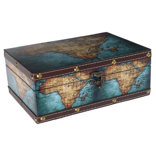 DECOMELODY Kleine Schatztruhe Aufbewahrungsbox aus Holz mit Retro Landkartenmuster Kompakte Vintage Schmuckbox für Damen Staubgeschützt und Langlebig als Dekorativer Organizer DECOMELODY Kleine Schatztruhe Aufbewahrungsbox aus Holz mit Retro Landkartenmuster Kompakte Vintage Schmuckbox für Damen Staubgeschützt und Langlebig als Dekorativer Organizer von DECOMELODY
