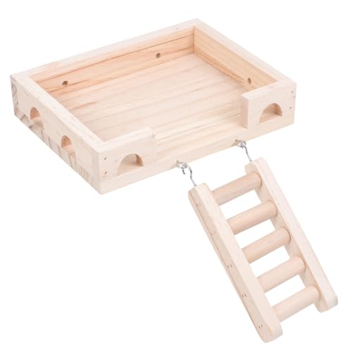 DECOMELODY Kleines Hamster Kletterspielzeug Holzplattform mit Leiter Natürliche Langlebige Kletterleiter für Käfig Fördert Bewegung Koordination und Gesunde Entwicklung Kleiner Haustiere von DECOMELODY