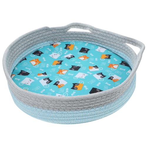 DECOMELODY Kleines Katzenbett aus Baumwollseil Handgewebt Komfortables Beidseitiges Kissen Runde Form Atmungsaktiv Waschbar für Katzen Kleine Hunde und Haustiere im Sommer DECOMELODY Kleines Katzenbett aus Baumwollseil Handgewebt Komfortables Beidseitiges Kissen Runde Form Atmungsaktiv Waschbar für Katzen Kleine Hunde und Haustiere im Sommer von DECOMELODY