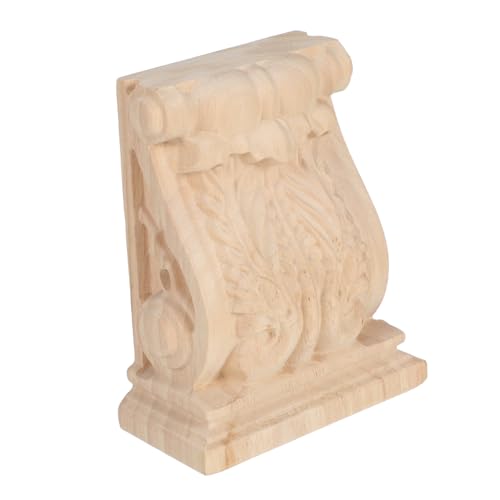 DECOMELODY Massivholz Wandkonsole mit Handgeschnitztem Europäischem Design Unbemalter Holzträger für Dekorative Eckregale Stabile Holzstütze für Vintage und Moderne Wohnaccessoires von DECOMELODY
