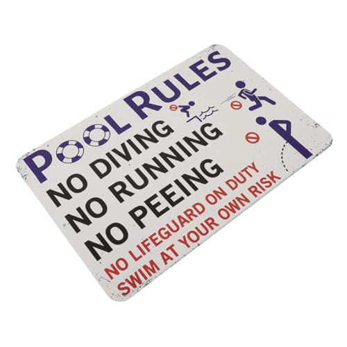 DECOMELODY Metall Pool Warnschild Außen Robustes Blech Schwimmbadregeln Sicherheitshinweis Gartendekor Wetterfest Langlebig für Poolumrandung und Schwimmbereich von DECOMELODY