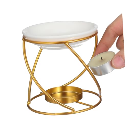 DECOMELODY Metall Wachswärmer mit Teelicht Keramischer Aroma Diffusor Langlebiger Duftöllampenbrenner Eleganter Kerzenhalter für Wohn und Schlafzimmerdekoration Stilvolles Duftöl Schmelzgerät von DECOMELODY