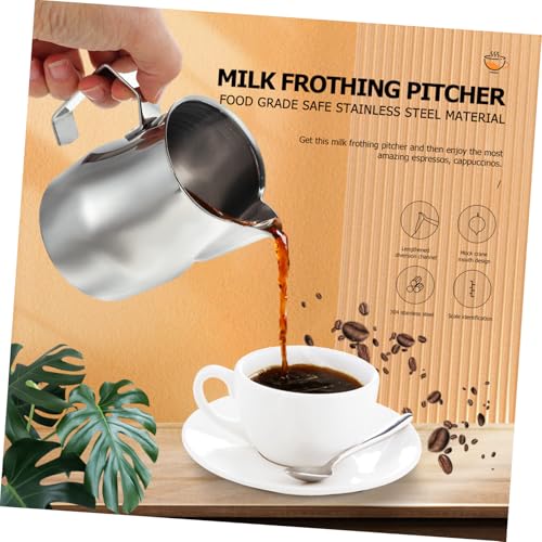 DECOMELODY Milchaufschäumer Edelstahl mit und Spitzausguss Cappuccino Latte Espresso Kännchen für Präzises Aufschäumen und Ausgießen Spülmaschinenfest und Langlebig von DECOMELODY