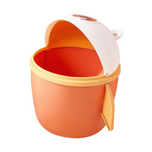 DECOMELODY Mini Tischabfalleimer mit Klappdeckel Cartoon Design Kompakter Desktop Papierkorb Geruchsisolierend für Büro Schlafzimmer Küche und Wohnbereich von DECOMELODY