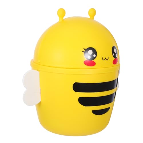 DECOMELODY Mini Tischmülleimer mit Deckel Cartoon Design Kompakter Abfalleimer für Büro und Schreibtisch Stabiler Desktop Papierkorb für Müll Tücher Abfälle von DECOMELODY
