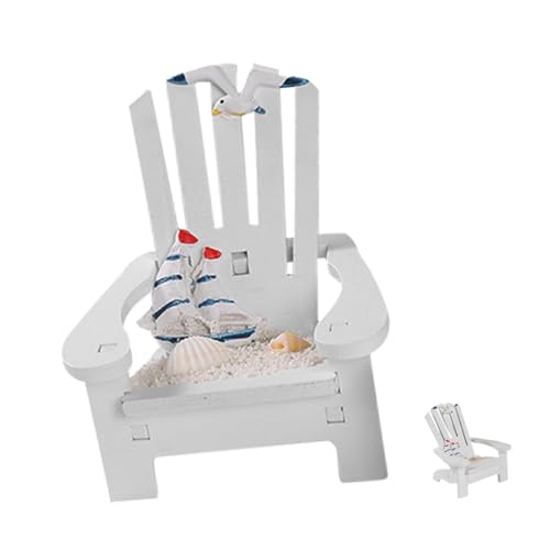 DECOMELODY Miniatur Strandstuhl Dekoration Mediterraner Weißer Mini Beach Chair Detailgetreuer Puppenhaus Stuhl für DIY Zen Garten und Meereslandschaft Leichtes Sicheres Material Feine von DECOMELODY